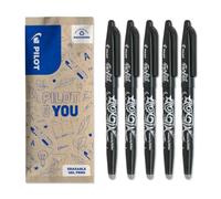 PILOT - FriXion Ball Erasable Rollerball Pen 0.7mm - Black Ink - Pack of 5 | WRITE & ERASE: 0.7mm erasable black rollerball pens for smooth everyday notes and easy corrections.