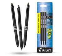 Pilot Frixion Ball Plus Black Erasable Rollerball Pens 0.7mm Medium Tip Pack of 3 Pens & 3 Ink Refills Thermosensitive Ink Clean Erasing Smooth Writing Durable Plastic Body for Office & School