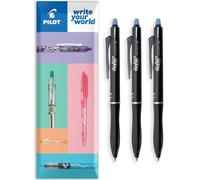 PILOT Frixion Ball Plus Erasable Rollerball Pen - 0.7mm Medium Tip - Thermosensitive Ink Clean Erasing for Office School Fabric Marking - In Envelope Gift Packaging - Pack of 3 (Blue)