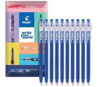 PILOT FriXion Ball Stick 07-0.7mm Nib Tip - Erasable Gel Ink Pens - Pack of 10 In Envelope Gift Packaging (Blue)