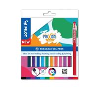 Pilot FriXion Ball Stick Erasable Gel Pens 0.7mm Medium Tip Assorted Colours 12