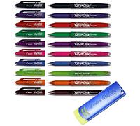 Pilot Frixion, BL-FR7 rollerball pen set, erasable, 0.7 mm tip, different colours, set of 10 10er Packung | mit Radierer blau Colourful