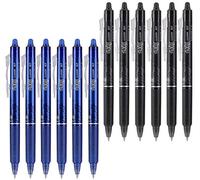 Pilot FriXion Clicker 0.7mm, Erasable Gel Pens Stationery, Fine Point, 6 Black & 6 Blue (12 Pens)