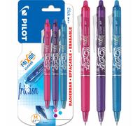 Pilot Pen Rollerball Frixion Clicker Retractable Erasable 0.7 mm - Violet/Pink/Turquoise, Pack of 3