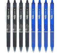 Pilot, FriXion Clicker Erasable Gel Pens, Fine Point 0.7 mm, Pack of 8, Black & Blue