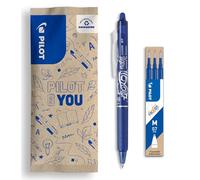 PILOT - FriXion Clicker Erasable Pen 0.7mm + 3 Refills - Blue Ink | WRITE & REFILL: 0.7mm erasable blue rollerball pen with a retractable design and refills for convenient everyday writing.