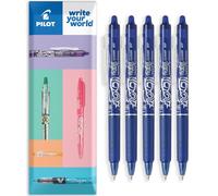 PILOT FriXion Clicker Fine Erasable Friction Rollerball Pen - Retractable Tip 0.7mm Nib 0.35mm Line Width - In Envelope Gift Packaging - Pack of 5 - Blue