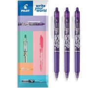 PILOT FriXion Clicker Fine Erasable Friction Rollerball Pen - Retractable Tip 0.7mm Nib 0.35mm Line Width - In Envelope Gift Packaging - Pack of 3 - Violet Ink