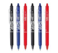 PILOT FriXion Clicker Fine Erasable Friction Rollerball Pen - Retractable Tip 0.7mm Nib 0.35mm Line Width - Black, Blue, Red - Pack of 6