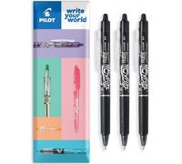 PILOT FriXion Clicker Fine Erasable Friction Rollerball Pen - Retractable Tip 0.7mm Nib 0.35mm Line Width - In Envelope Gift Packaging - Pack of 3 - Black Ink