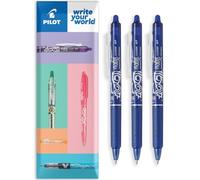 PILOT FriXion Clicker Fine Erasable Friction Rollerball Pen - Retractable Tip 0.7mm Nib 0.35mm Line Width - In Envelope Gift Packaging - Pack of 3 - Blue Ink