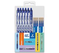 PILOT FriXion Clicker Fine Erasable Friction Rollerball Pen - Retractable Tip 0.7mm - Wallet of 6 + 6 Refills - Blue Ink