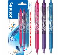 Pilot Pen Rollerball Frixion Clicker Retractable Erasable 0.7 mm - Violet/Pink/Turquoise, Pack of 3