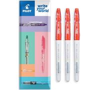 PILOT Frixion Colors Felt Pen Fineliner Marker - Medium 2.50mm Nib - 0.63mm Line - Pack of 3 in Envelope Gift Packaging - Red Ink