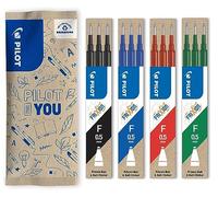 PILOT - FriXion Erasable Pen Refills 0.5mm - Assorted Colours - Pack of 12 | REFILL & ERASE: Fine 0.5mm erasable pen refills in blue, black, red and green for smooth writing and easy corrections.