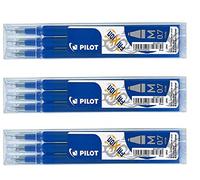 Pilot Frixion erasable pens refill, 9 refill bundle Blue color gel ink fine point 07 (Blue)