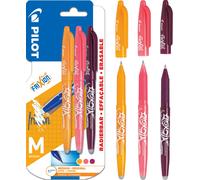 Pilot Frixion Erasable Rollerball Pen 0.7mm Tip -Apricot Orange, Coral Pink, Wine Red, Pack of 3, Medium