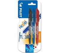 Pilot Pen Erasable Rollerball – Frixion 0.7 mm Tip – Black/Red/Blue, Pack of 3