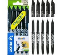 Pilot FriXion Erasable Rollerball Pens Black 0.7mm Gel Ink Pack of 5