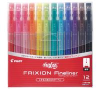 PILOT Frixion Fineliner Erasable Marker Pens Fine Point Assorted 12 Colors Set (Sffl-144F-12C)
