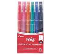 Pilot Frixion Fineliner Erasable Marker Pens Fine Point Assorted 6 Colors Set (Sffl-72F-6C)