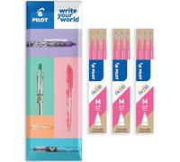 Pilot Frixion Heat/Friction Erasable Refill - Medium 0.7mm Line - Pack of 9 Refills - 3 Packs in Envelope Gift Packaging (Pink)