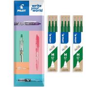 Pilot Frixion Heat/Friction Erasable Refill - Medium 0.7mm Line - Pack of 9 Refills - 3 Packs in Envelope Gift Packaging (Green)