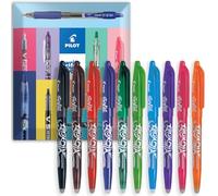 PILOT Frixion Heat/Friction Erasable Rollerball Pen FR7 - Medium 0.7mm Nib - In Envelope Gift Packaging - Pack of 10 - Black, Brown, Red, Orange, Pink, Violet, Blue, Light Blue, Lime Green, Green