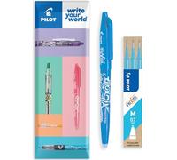 PILOT Frixion Heat/Friction Erasable Rollerball Pen FR7 - Medium Line 0.7mm Tip Nib - Envelope Gift Packaging - Pack of 1 Pen + 3 Refills (Light Blue)