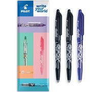 Pilot Frixion Heat/Friction Erasable Rollerball Pen FR7 - Medium Line 0.7mm Tip Nib - In Envelope Gift Packaging - Pack of 3, 2 x Black & 1 x Blue Ink