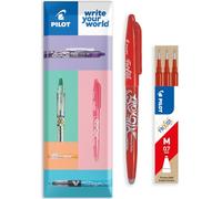 PILOT Frixion Heat/Friction Erasable Rollerball Pen FR7 - Medium Line 0.7mm Tip Nib - In Envelope Gift Packaging - Pack of 1 Pen + 3 Refills (Red)