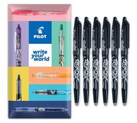 PILOT Frixion Heat/Friction Erasable Rollerball Pen FR7 - Medium Line 0.7mm Tip Nib - In Envelope Gift Packaging - Pack of 6 - Black