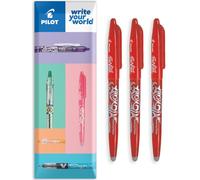 PILOT Frixion Heat/Friction Erasable Rollerball Pen FR7 - Medium Line 0.7mm Tip Nib - In Envelope Gift Packaging - Pack of 3 (Red)