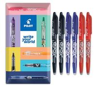 PILOT Frixion Heat/Friction Erasable Rollerball Pen FR7 - Medium Line 0.7mm Tip Nib - In Envelope Gift Packaging - Pack of 6 - Black, Blue, Red