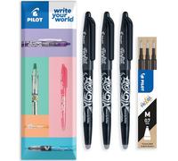 PILOT Frixion Heat/Friction Erasable Rollerball Pen FR7 - Medium Line 0.7mm Tip Nib - Pillow Pack of 3 Pens + 3 Refills (Black)