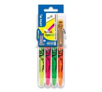 Pilot Frixion Highlighter Pen Set - 4 Pack (Yellow, Pink, Green, Orange) 3.8mm Chisel Tip - Erasable Ink, Smooth Writing