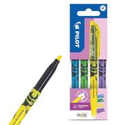 Pilot FriXion Light Erasable Highlighter Pens Set of 4 Blue, Green, Yellow Purple Thermo-Sensitive Ink Smudge-Free Smooth Flow 4.0mm Tip with Clip for Studying Journaling Planners Notes & Office Use