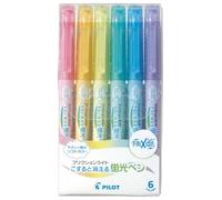 PILOT Frixion Light Soft Color Erasable Highlighter Pen, 6 Color Set (SFL-60SL-6CS)