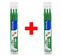 Pilot FRIXION Medium Refills - 0.7mm Nib - 2 Packs - 6 Refills - Green Ink
