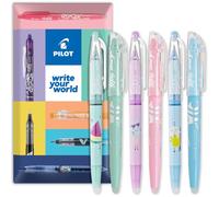 PILOT FriXion Pool Party Erasable Pen & Highlighter Set 6 Pack 0.7mm | Soft Pastel Colours, Thermosensitive Erase Ink, Special Edition, Ideal Stationery for Revision, Study Notes, Home & Office