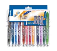Pilot Frixion Rollerball 0.7mm Set to Go Pack of 12-Black/Blue/Red/Green/Sky Blue/Purple/Coral Pink/Apricot Orange/Pink/Light Green/Wine Red/Violet