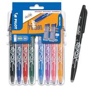 Pilot Frixion Rollerball 0.7mm Set to Go Pack of 8- Black/Blue/Red/Green/Sky Blue/Purple/Coral Pink/Apricot Orange