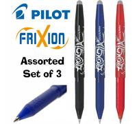 Pilot Frixion Rollerball Pen Erasable Gel Ink 0.7 Medium Tip Set of 3 Assorted