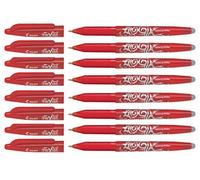 PILOT FRIXION ROLLERBALL PENS RED [Pack of 8] - ERASABLE 0.7mm Tip BL-FR7 | Thermo-sensitive ink erases cleanly by rubbing, fine point writes 0.5mm line, plastic cylindrical body