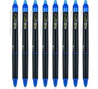 Pilot FriXion Synergy Clicker Erasable, Refillable, Retractable Gel Ink Pens, Extra Fine Point 0.5 mm, Pack of 8, Blue, FriXion Erasable Pens 0.5 - Ideal for School & Office Writing