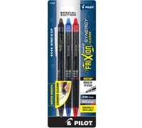 Pilot, FriXion Synergy Clicker Erasable, Refillable, Retractable Gel Ink Pens, Extra Fine Point 0.5 mm, Pack of 3, Black, Blue & Red
