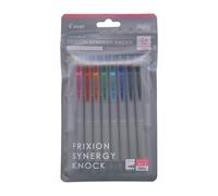 PILOT Frixion Synergy Knock, 8 Color Set, Slide Clicker Retractable Erasable Gel Ink Pens with Synergy Tip, Refillable Extra Fine Point 0.4mm, 8-Pack,