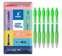 PILOT G-2 07 Neon Green Gel Ink Rollerball Pen, Envelope Pack of 6