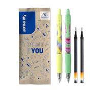PILOT - G-2 Flow Gel Rollerball Pens 0.7mm - Black Ink - 2 Pens + 2 Refills | REFILL & WRITE: Limited edition G-2 Flow 0.7mm gel pens with colourful barrels and 2 refills for smooth, long-lasting writing