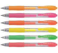 PILOT G-2 Gel Ink Pen 0.4mm Neon Assorted (6 Pens, All 6 Neon Colours)
